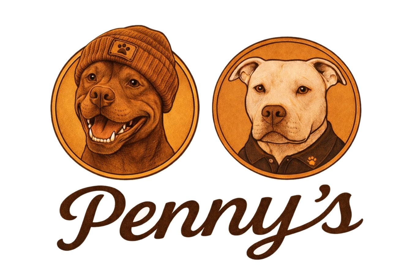 Penny's logo – two pit bulls in round medallions